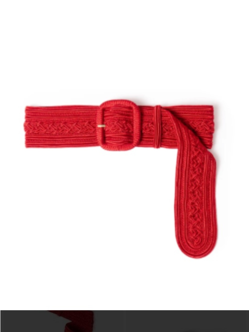 Vibrant Red Woven Fabric Belt with Covered Round Buckle